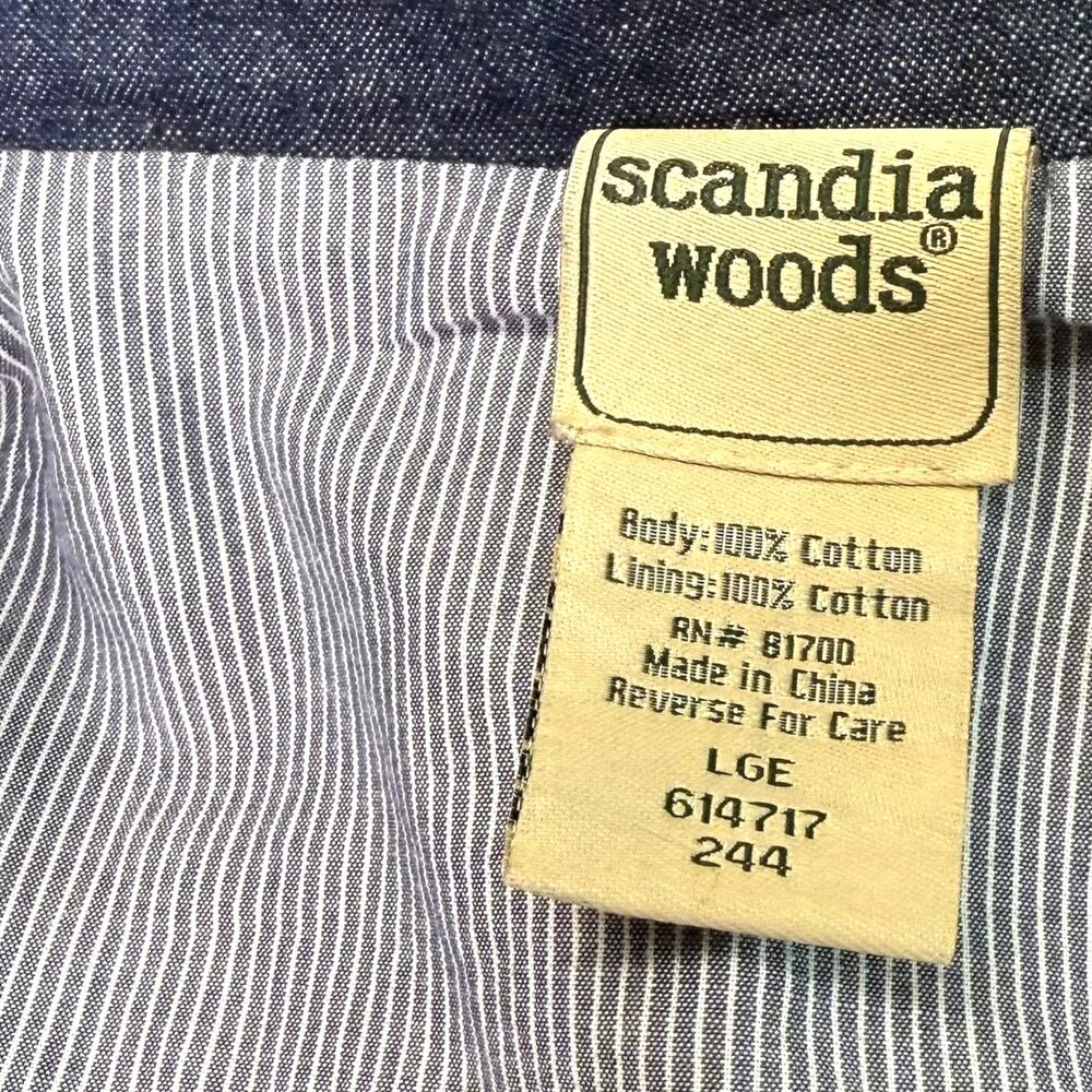 Scandia Woods Vintage 90s Mens L Full Zip Blue Denim Bomber Jacket Oversized - Picture 11 of 11